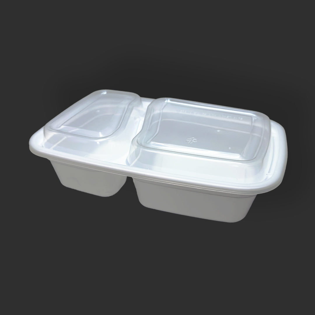 Contenant rectangulaire de 32 oz - Deux compartiments | Séparé 30-70 | 150 pièces
