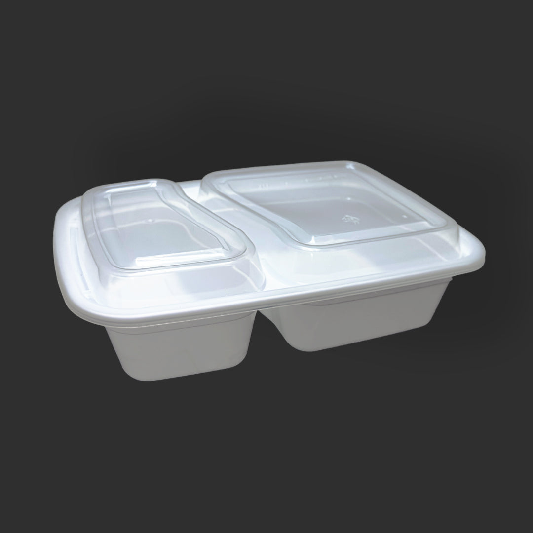 Contenant rectangulaire de 32 oz - Deux compartiments | Séparé 30-70 | 150 pièces