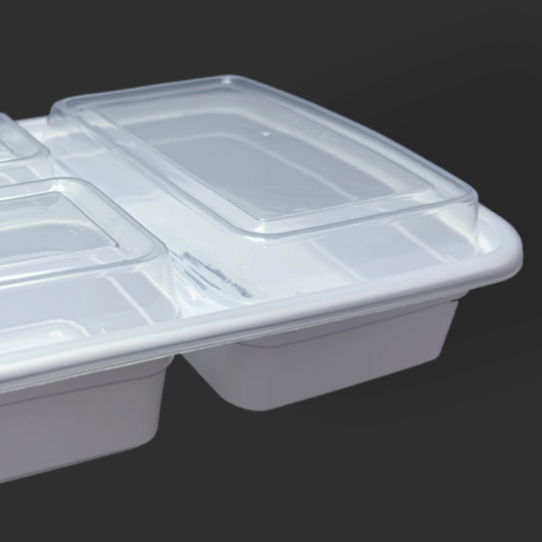 32oz Rectangle - 3 Compartment | 150 Pcs