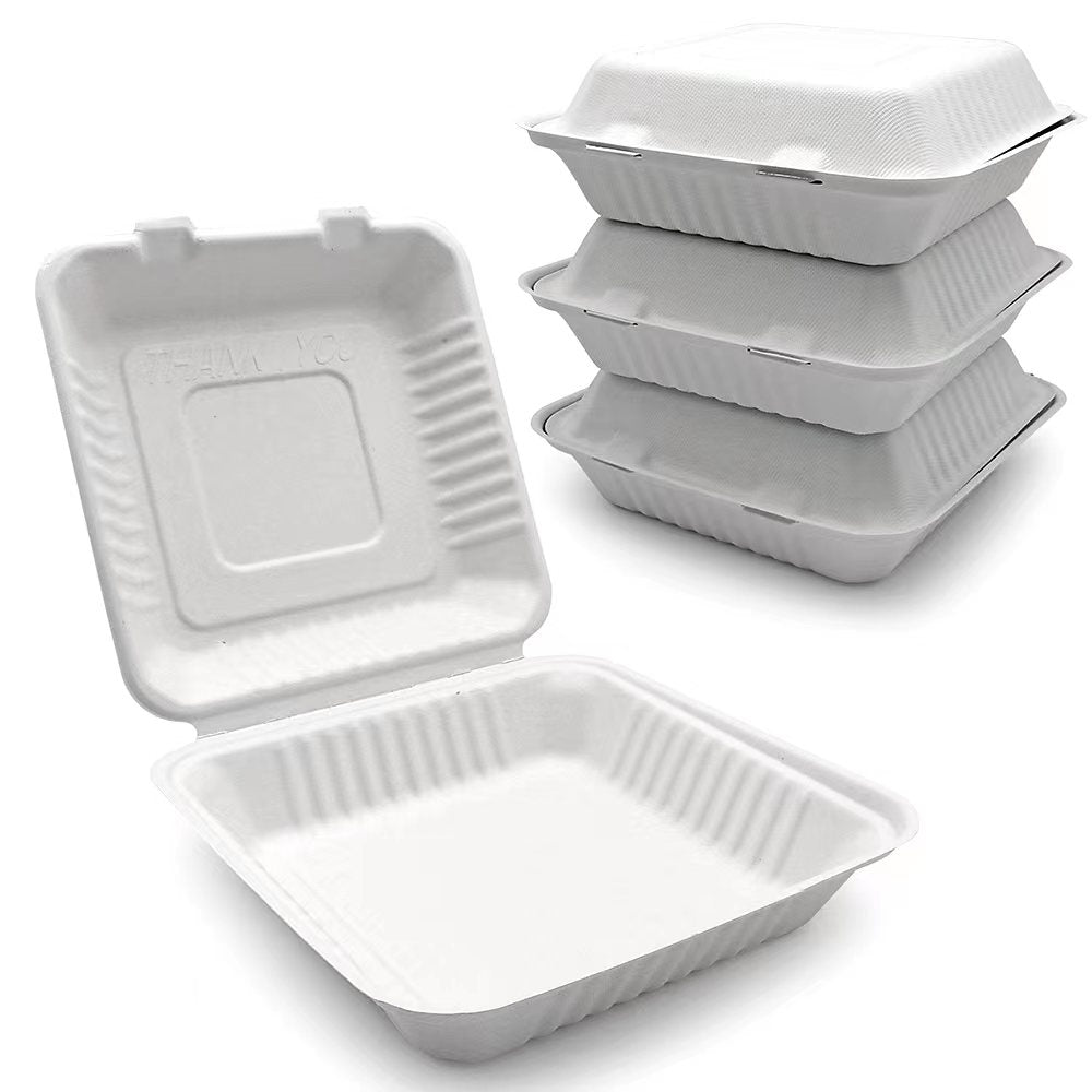 Canne à sucre/Bagasse | 23 x 23 x 7,6 cm | 1 compartiment | 200 pièces