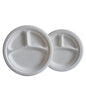9" | Sugarcane Plate | 3 Comp. | Round | 500 Pcs