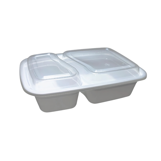Contenant rectangulaire de 32 oz - Deux compartiments | Séparé 30-70 | 150 pièces