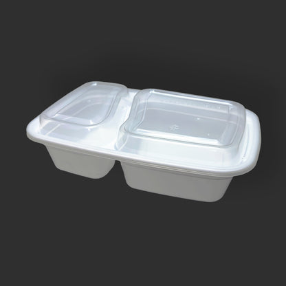 Contenant rectangulaire de 32 oz - Deux compartiments | Séparé 30-70 | 150 pièces