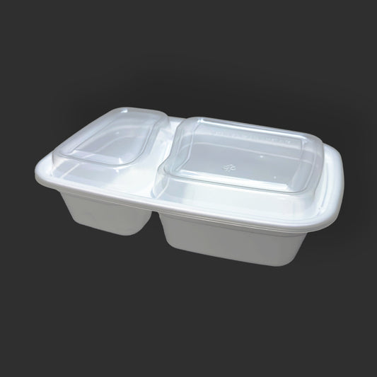 Contenant rectangulaire de 32 oz - Deux compartiments | Séparé 30-70 | 150 pièces