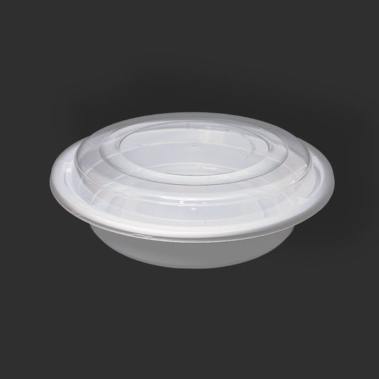 Contenant rond de 24 oz et couvercle | 150 pièces