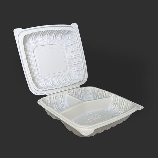 9" x 9" Clamshell / Meal box - 3 Comp.