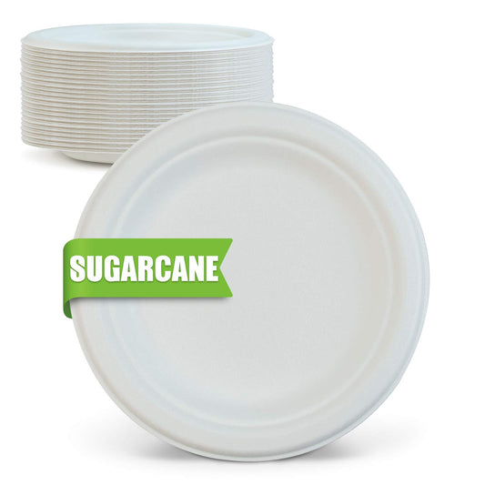 9" | Sugarcane Plate | Round | 500 Pcs