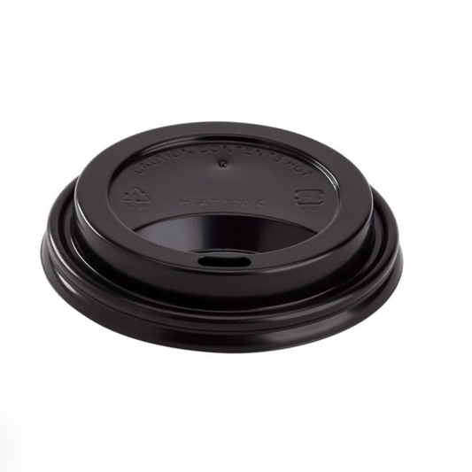 Black coffee cup lid on a white background