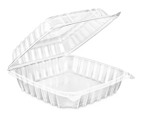 PET Hinged Container | 9" x 9" x 3" | 1 Compartment | 200 Pcs