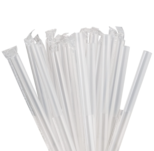 Plastic Bubble Tea Straw | 9" x 05" | Wrapped | Clear | 2500 Pcs