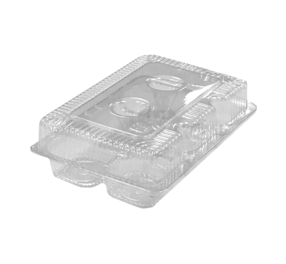 [FJCS86256PT] 6 Muffin PET Hinged Container | 500 Pcs