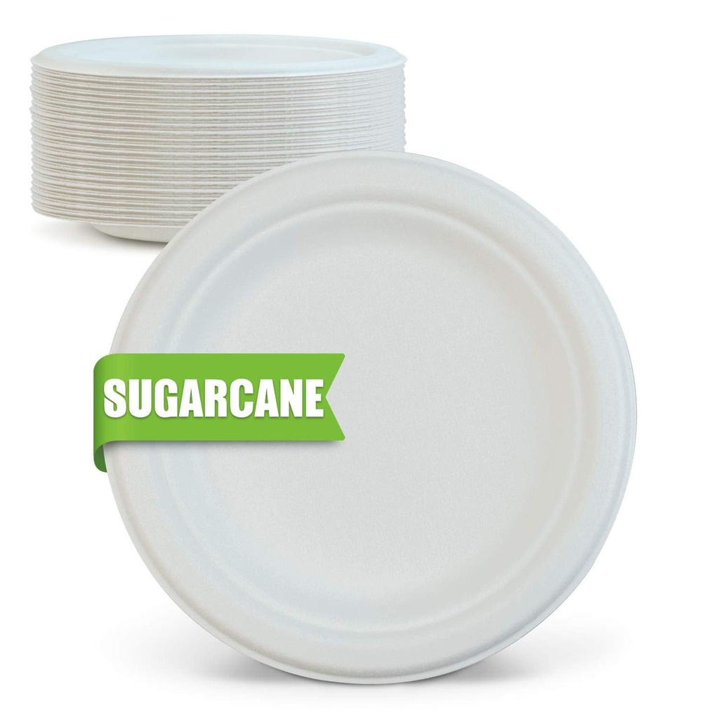 [FJPLO08ASC] 8" | Sugarcane Plate | Round | 500 Pcs