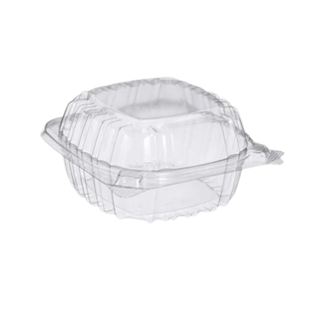 [FJCS66C1PT] PET Hinged Container | 6" x 6" x 3" | 500 Pcs