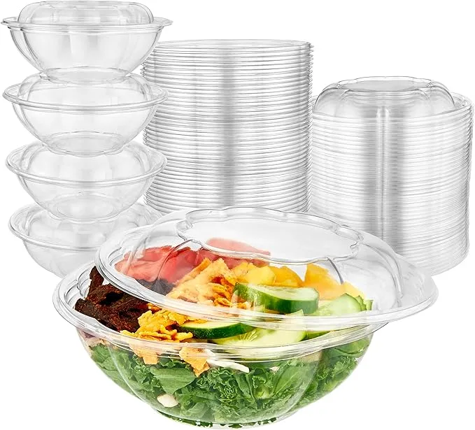 24oz | PET Salad Bowl | With Lid | 150 Pcs