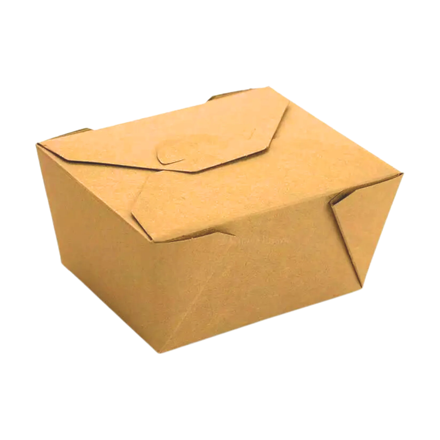 Kraft paper takeout container with a four-way tab-lock top, the standard fold-to-go box
